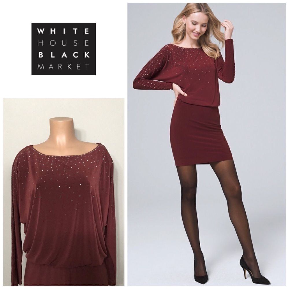 New. Stud-Trim knit blouson dress.